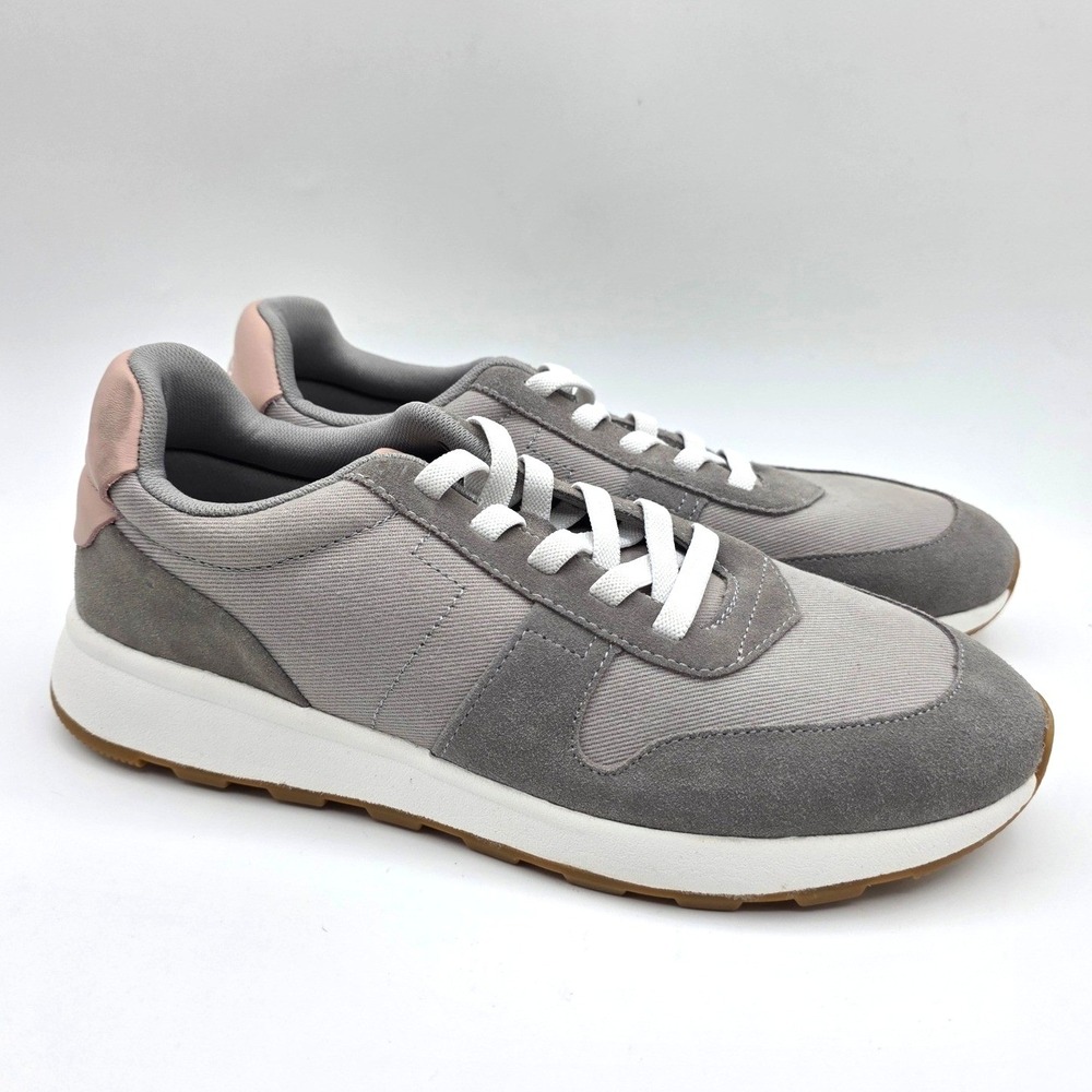 TOMS TRVL LITE Retro Runner Sneaker Grey Pink‎ Leather Mens 9.5